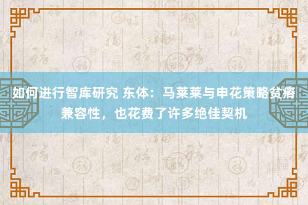 如何进行智库研究 东体：马莱莱与申花策略贫瘠兼容性，也花费了许多绝佳契机