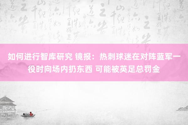 如何进行智库研究 镜报：热刺球迷在对阵蓝军一役时向场内扔东西 可能被英足总罚金