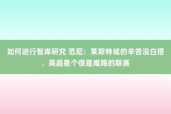 如何进行智库研究 范尼：莱斯特城的辛苦没白搭，英超是个很是难踢的联赛