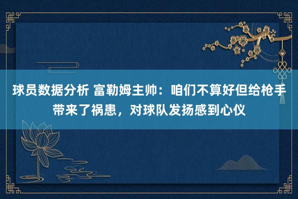 球员数据分析 富勒姆主帅：咱们不算好但给枪手带来了祸患，对球队发扬感到心仪